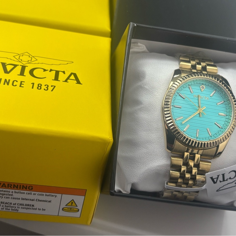 Invicta Gold Watch with Turquoise Dial